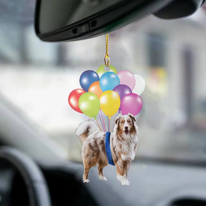 Australian Shepherd Dog Fly With Bubbles Car Hanging Ornament BC089