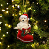 Goldendoodle Apricot In Santa Boot Christmas Hanging Ornament SB005