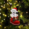 Bichon In Santa Boot Christmas Hanging Ornament SB016