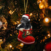 Black Pitbull In Santa Boot Christmas Hanging Ornament SB051