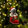 Norwegian Elkhound In Santa Boot Christmas Hanging Ornament SB138