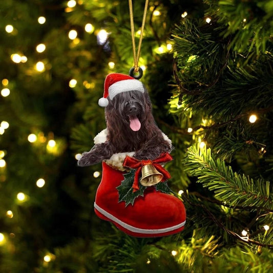 Briard In Santa Boot Christmas Hanging Ornament SB154