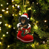 Cavalier King Charles Spaniel Black and Tan In Santa Boot Christmas Hanging Ornament SB192