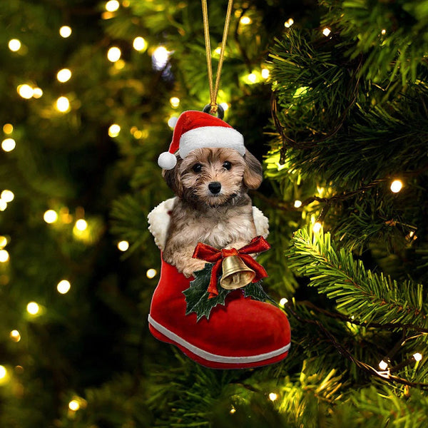 Yorkie Poo In Santa Boot Christmas Hanging Ornament SB206 - FreedPick