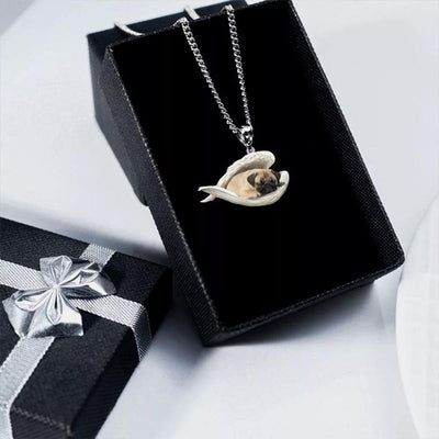 Pug Sleeping Angel Stainless Steel Necklace SN005