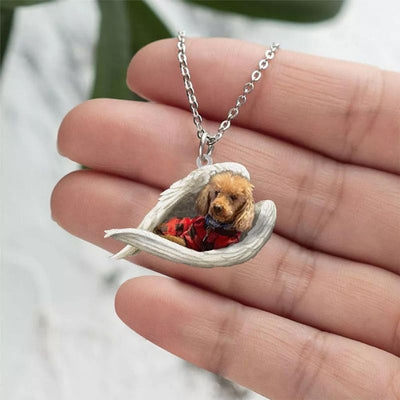 Poodle Sleeping Angel Stainless Steel Necklace SN084