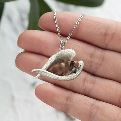 Cute Dog Sleeping Angel Stainless Steel Necklace SN105