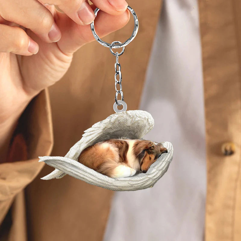 Sleeping Angel Acrylic Keychain Rough Collie