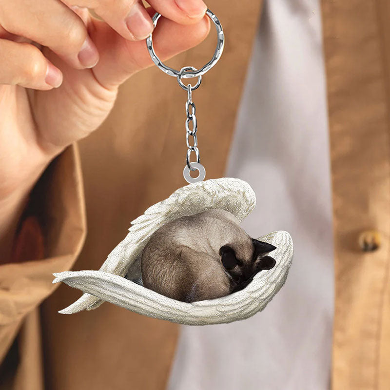 Sleeping Angel Acrylic Keychain Siamese Cat