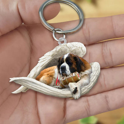 Sleeping Angel Acrylic Keychain St Bernard