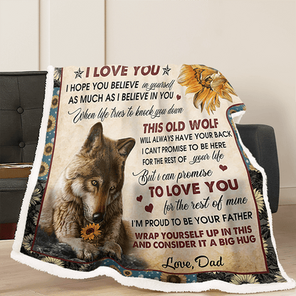 To My Daughter - From Dad - Wolf Flower A300 - Premium Blanket