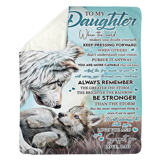 To My Daughter - From Dad - Wolf A246 - Premium Quilt