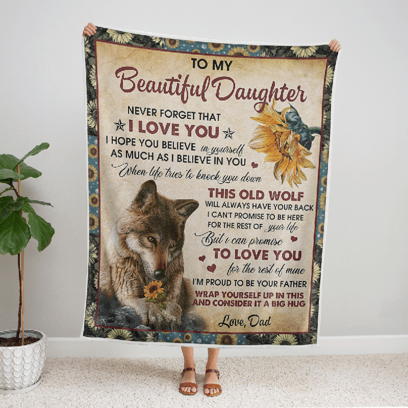 To My Daughter - Wolf Flower A300 - Premium Blanket