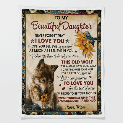 To My Daughter - Wolf Flower A300 - Premium Blanket