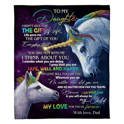 To My Daughter - From Dad - Unicorn A318 - Premium Blanket