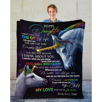 To My Daughter - From Dad - Unicorn A318 - Premium Blanket