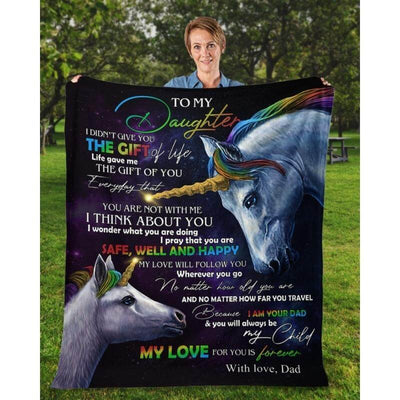 To My Daughter - From Dad - Unicorn A318 - Premium Blanket